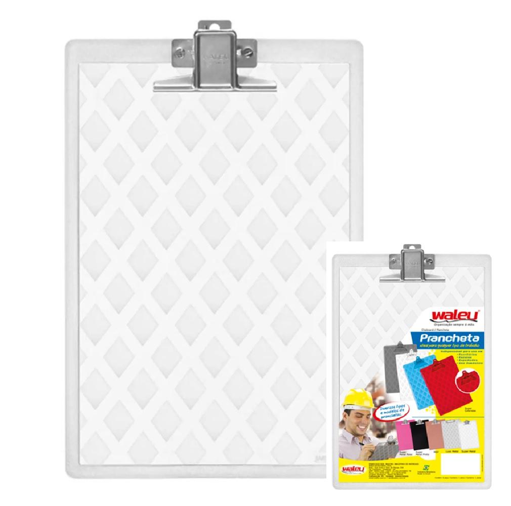 Prancheta Acr&iacute;lica A4 com Prendedor de Metal Waleu
