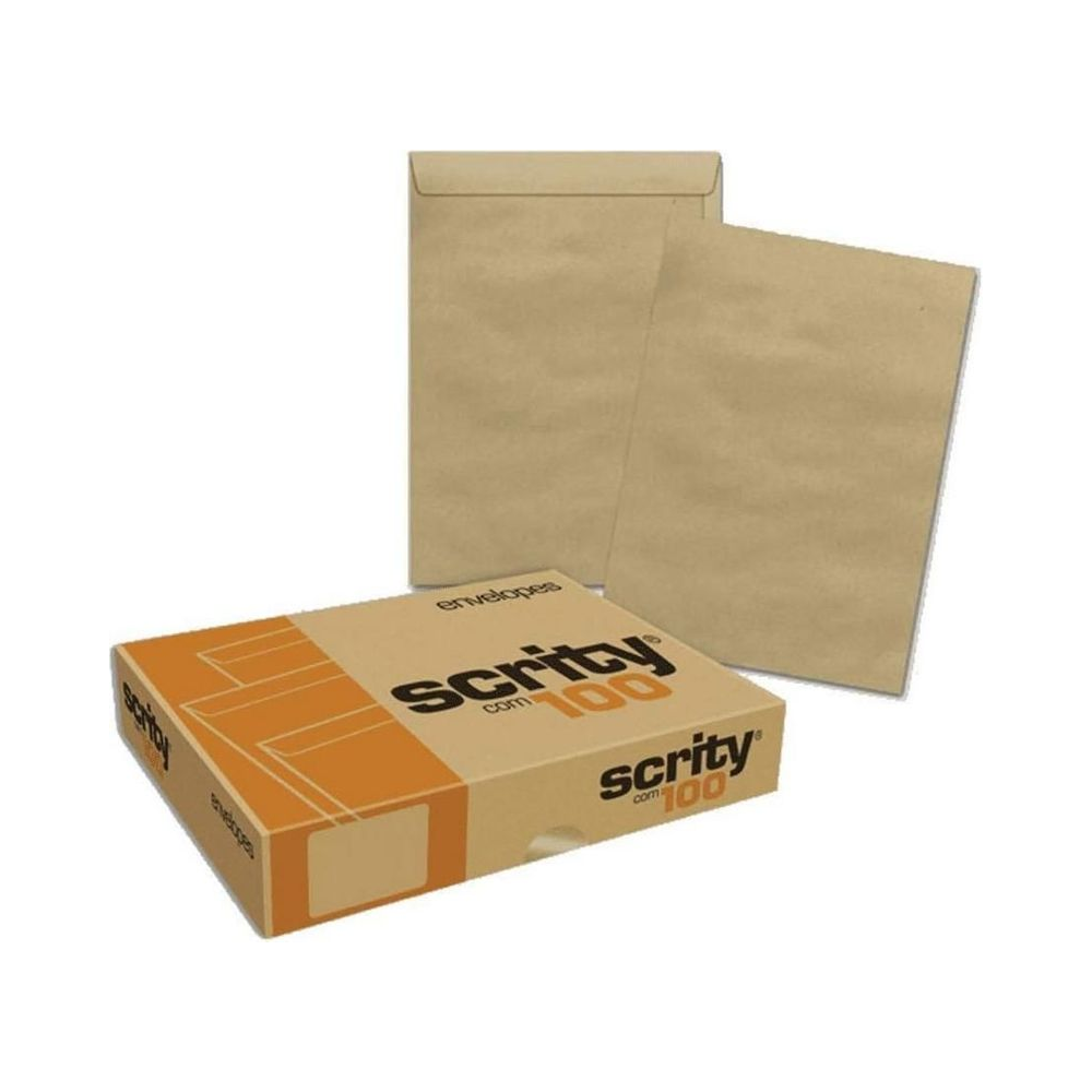 Envelope Saco Kraft 250x353mm Scrity Marrom 80g 100 Unidades