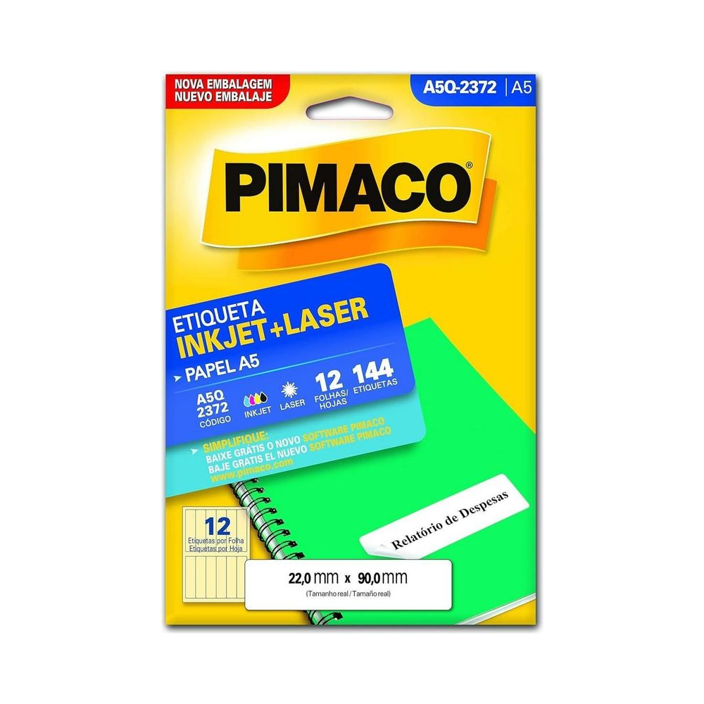 Etiqueta Inkjet Laser 22x90mm Pimaco A5 Branco