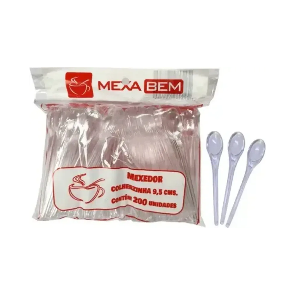 Colherzinha Pl&aacute;stica 9.5cm Mexa Bem 200 unidades