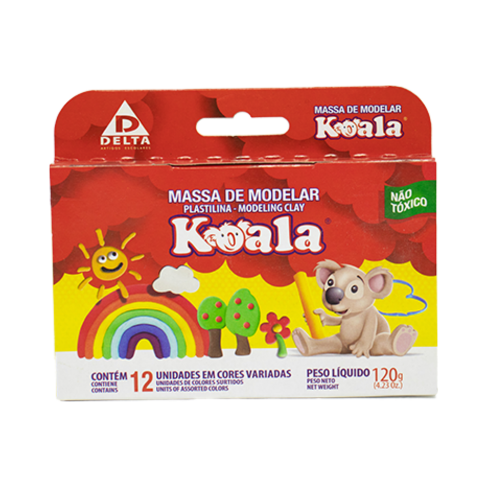 Massinha de Modelar Koala 12 cores 120g total Koala Colorido