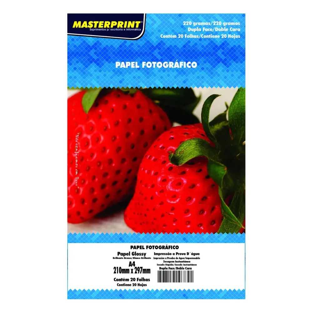 Papel Fotogr&aacute;fico Dupla Face A4 220g/m&sup2; Masterprint Glossy Multicor