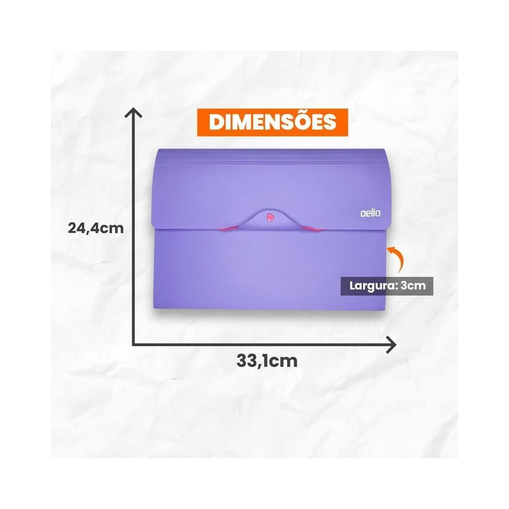 Pasta Sanfonada A4 12 divis&oacute;rias Full Color Dello Verde Roxo