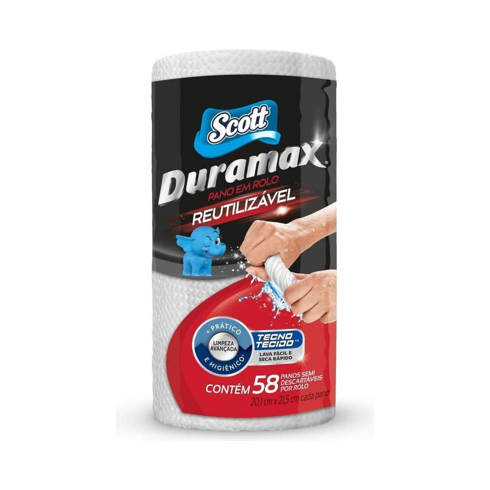 Pano Reutiliz&aacute;vel em Rolo 20,1x21,5cm Scott Duramax 58 Folhas