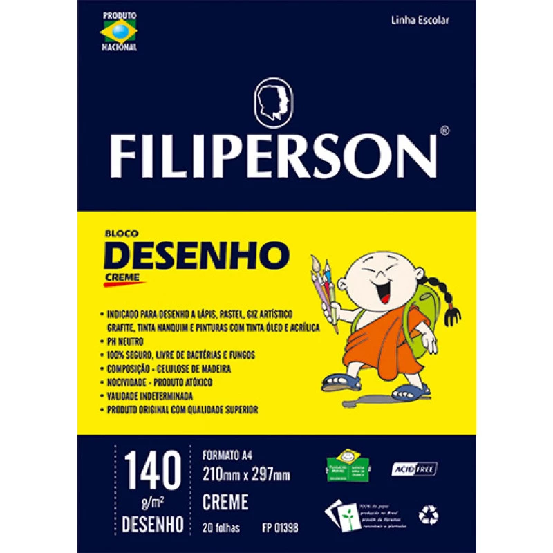 Bloco de Papel A4 50 Folhas Filiperson Papel Creme