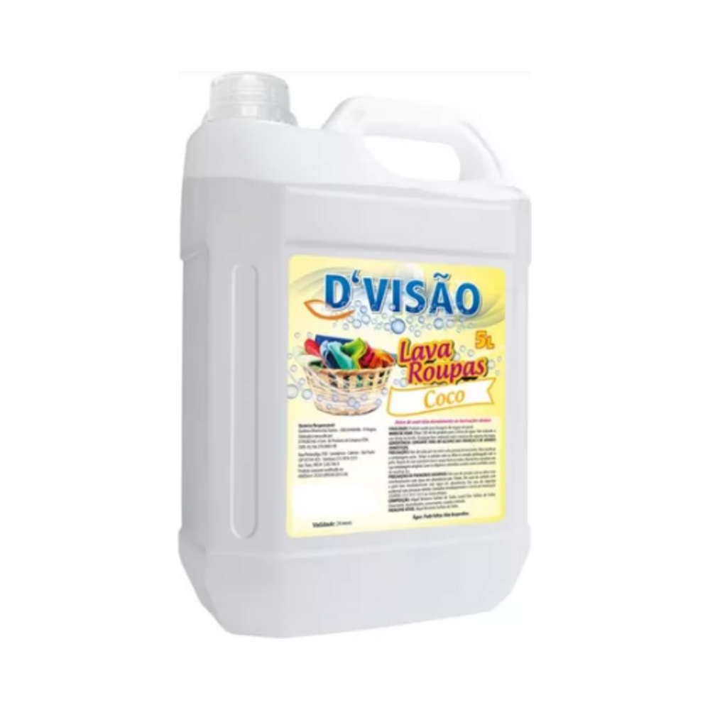 Lava Roupas L&iacute;quido 5 Litros D Vis&atilde;o Coco Dermatologicamente Testado