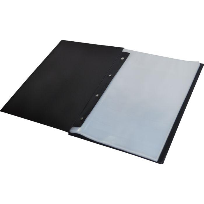 Pasta Cat&aacute;logo Pl&aacute;stica 50 Envelopes M&eacute;dio ACP Preta com Visor