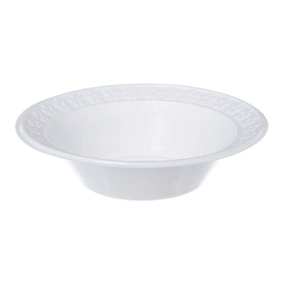 Prato Descart&aacute;vel Pl&aacute;stico Estriado 15cm Fundo Fa&ccedil;a F&aacute;cil Branco 10 unidades