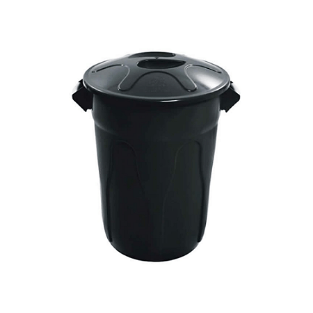 Cesto Pl&aacute;stico Redondo com Tampa Manual 60 litros Inplast Preto Unit&aacute;rio