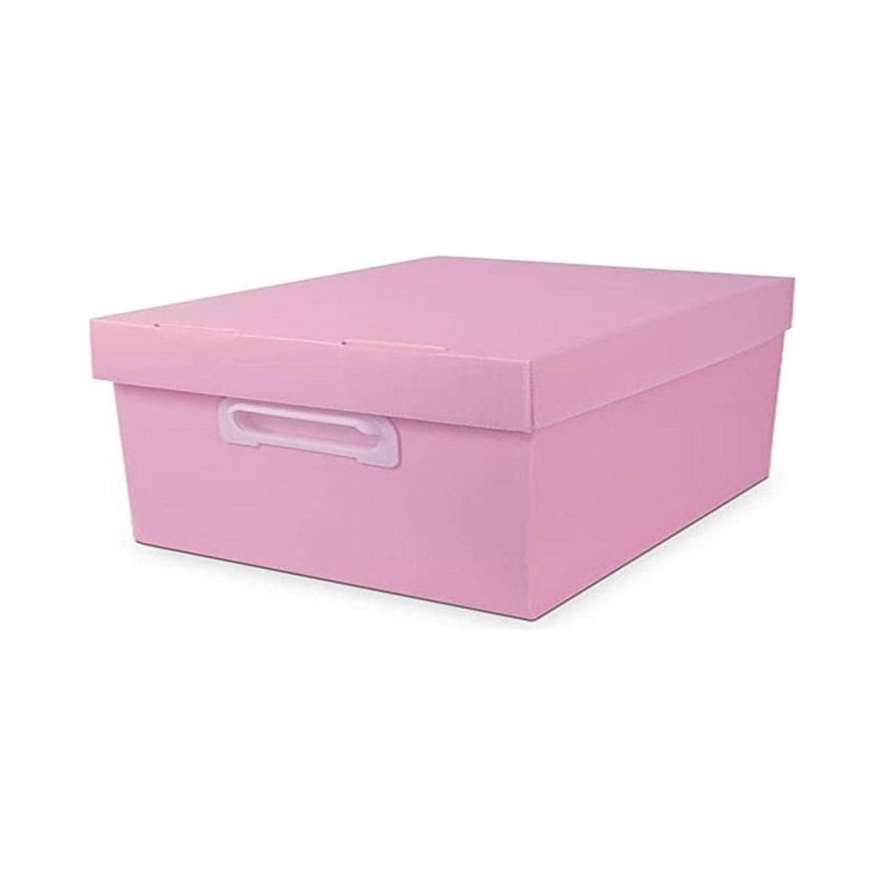 Caixa Organizadora Vinil The Best Box G Polibras Rosa Pastel