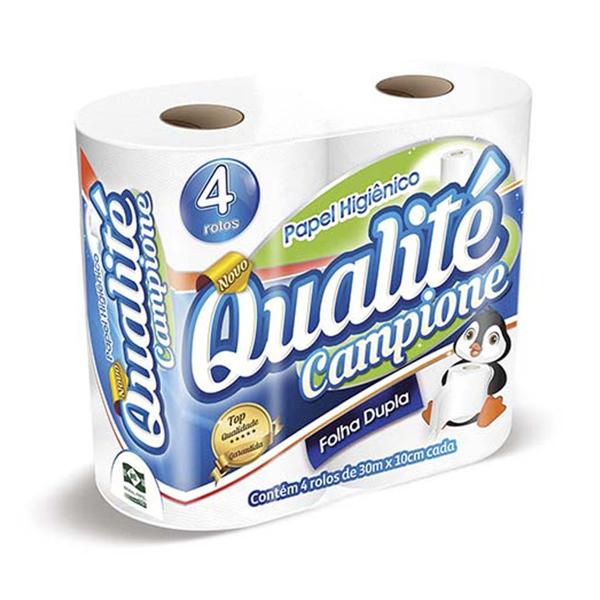 Papel Higi&ecirc;nico Folha Dupla 30m Qualite Campione Neutro 4 un