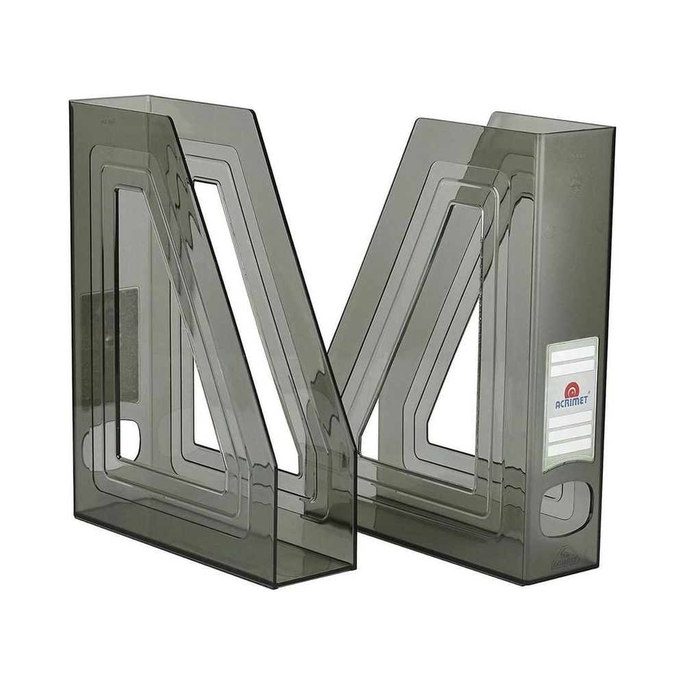 Porta Revista Pl&aacute;stico Classic Acrimet Fum&ecirc; com 2 Unidades