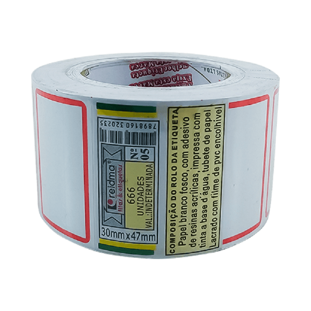 Etiqueta Adesiva de Pre&ccedil;o 5cm x 13m PVC Branca