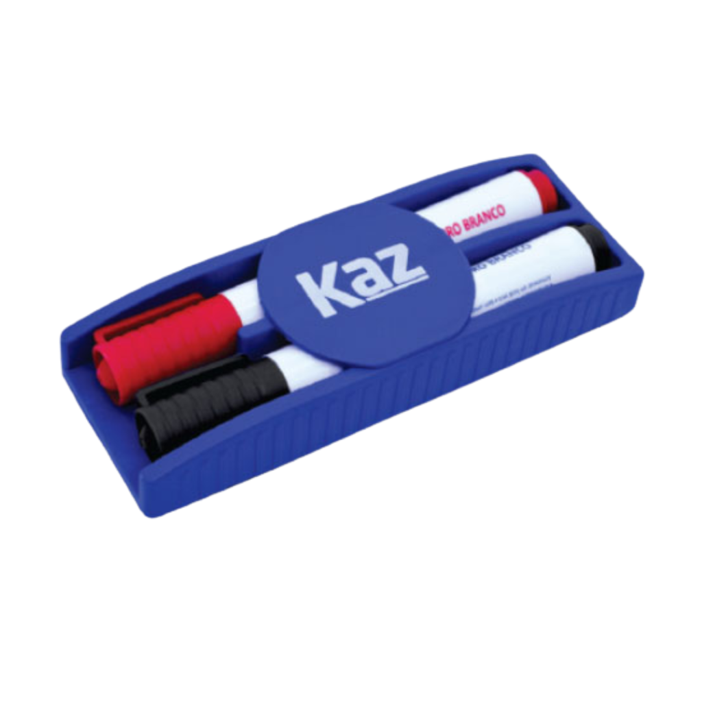 Apagador para Quadro Branco com 2 Marcadores Azul-Vermelho Kaz