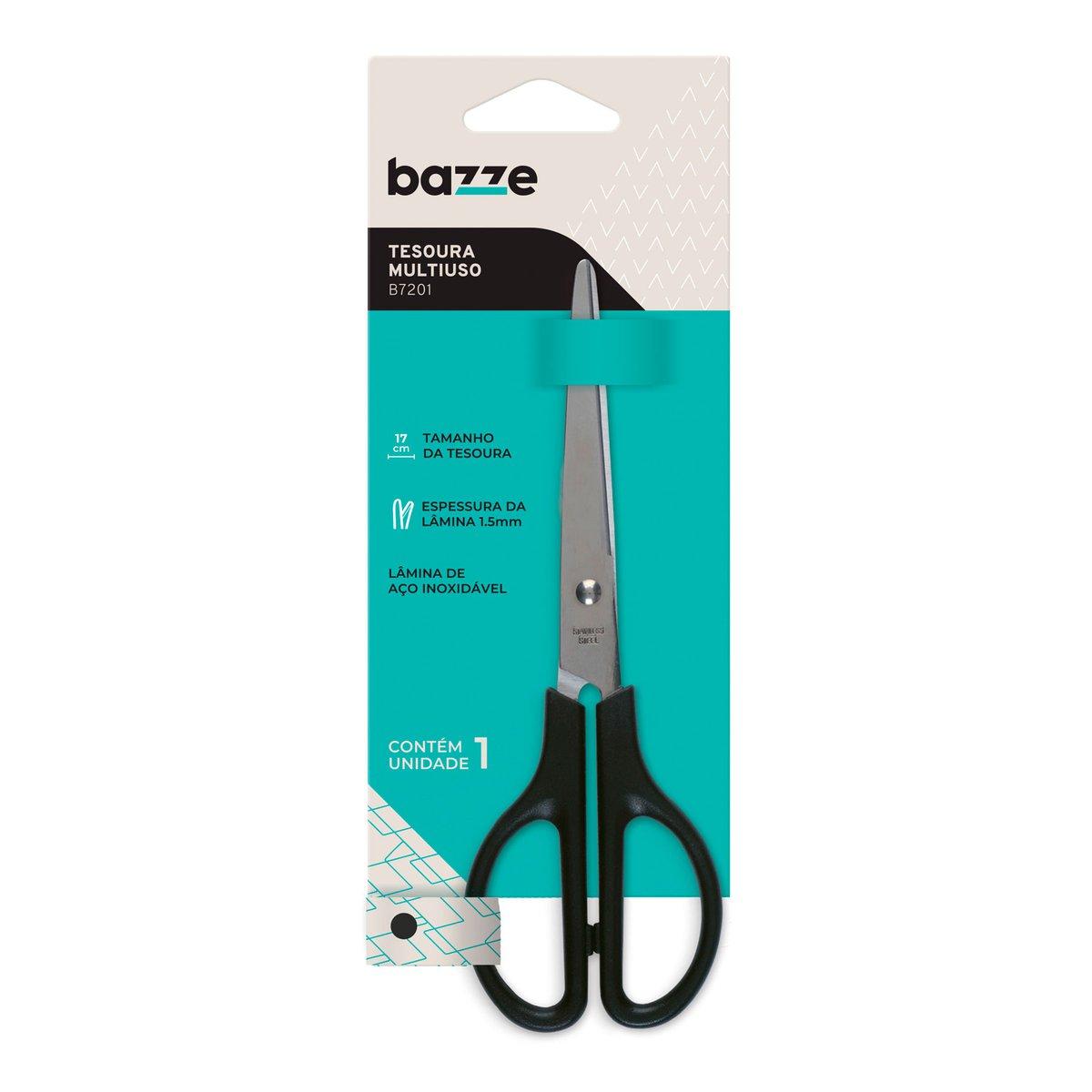 Tesoura Multiuso 17cm Bazze Preta Unit&aacute;ria