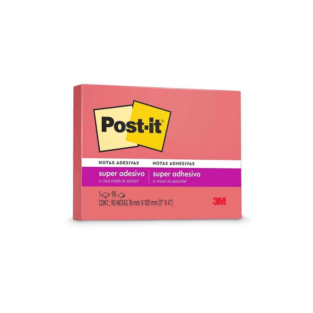 Notas Adesivas Super Adesivo Post-it 90 folhas 76mm x 102mm Rosa Poppy