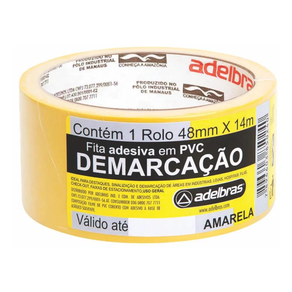 Fita Adesiva Demarcacao 48mm x 14m Adelbras Amarela Unitaria