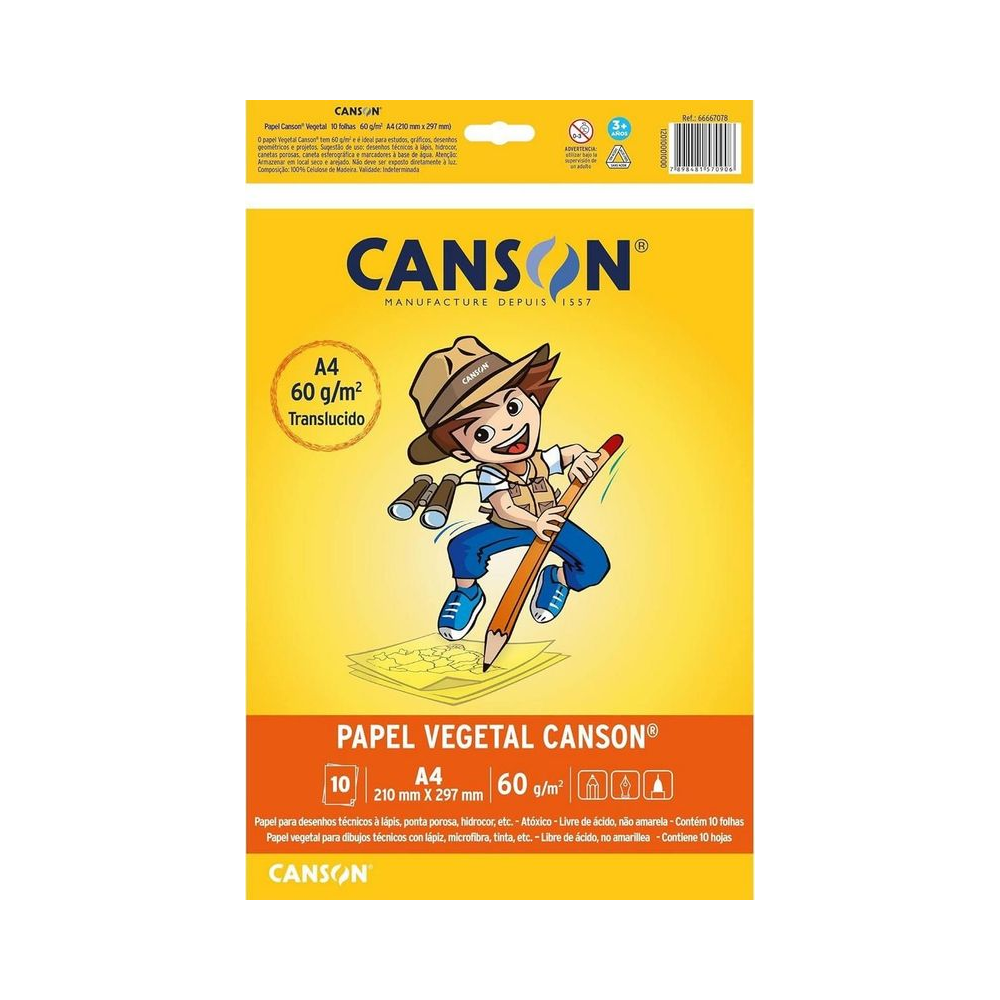 Bloco A4 Vegetal Canson sem Margem com 10 folhas