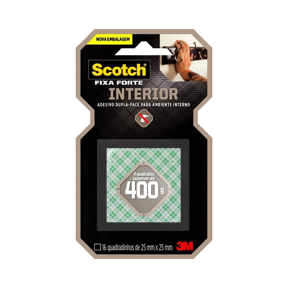 Fita Dupla Face 3M Scotch H0002320036 25mm x 25mm Espuma Branco