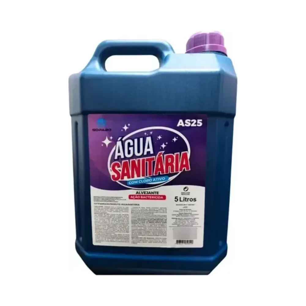 &Aacute;gua Sanit&aacute;ria 5 litros Gopabo com Cloro Ativo Alvejante