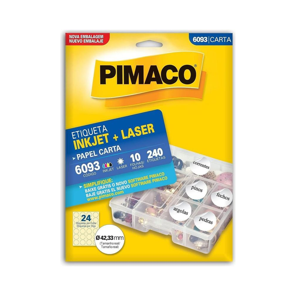 Etiqueta Redonda 42,33mm Pimaco Carta Branco