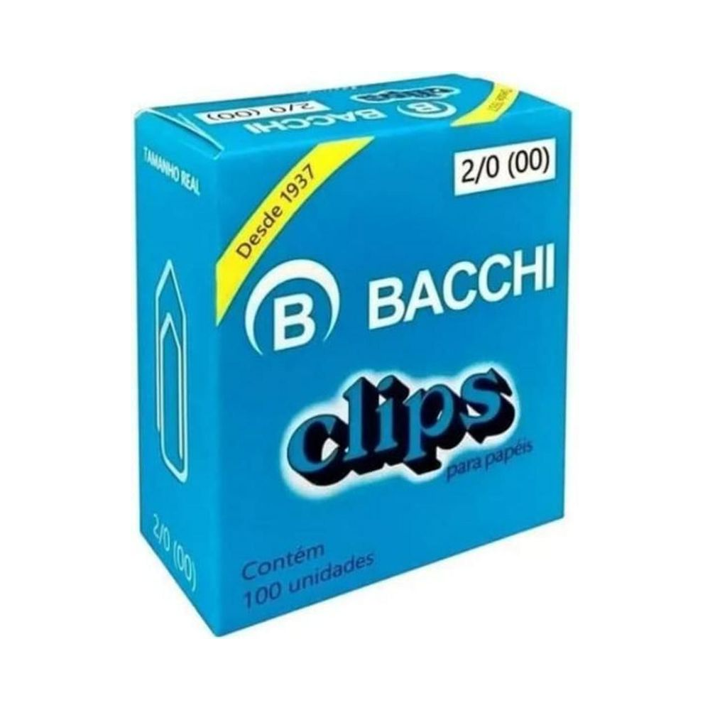 Clips Niquelados 2/0 Bacchi 100 unidades Prata