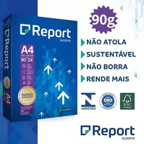 Papel Sulfite A4 90g/m&sup2; Report Branco