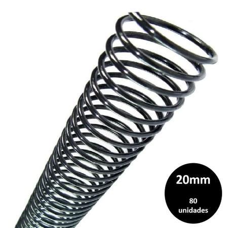 Espiral para Encaderna&ccedil;&atilde;o 20mm 120 folhas Mares Preta 80 unidades