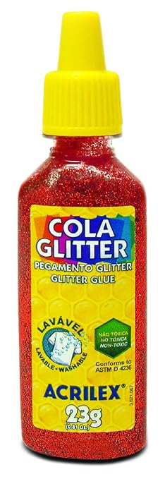 Cola com Glitter Acrilex 205 23g Vermelha