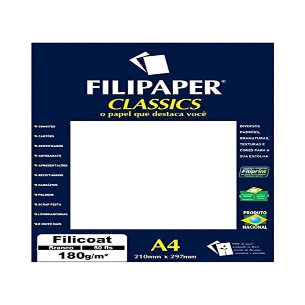 Papel Filicoat A4 180g/m&sup2; Filiperson Branco