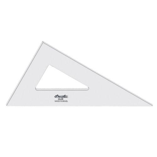 Esquadro  Sem Furos Sem Tamanho de L&aacute;pis Trident Acr&iacute;lico Cristal Incolor 21cm