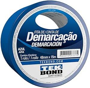 Fita Demarca&ccedil;&atilde;o Tek Bond Unit&aacute;rio 48mm x 15m Azul &agrave; Prova d'&Aacute;gua