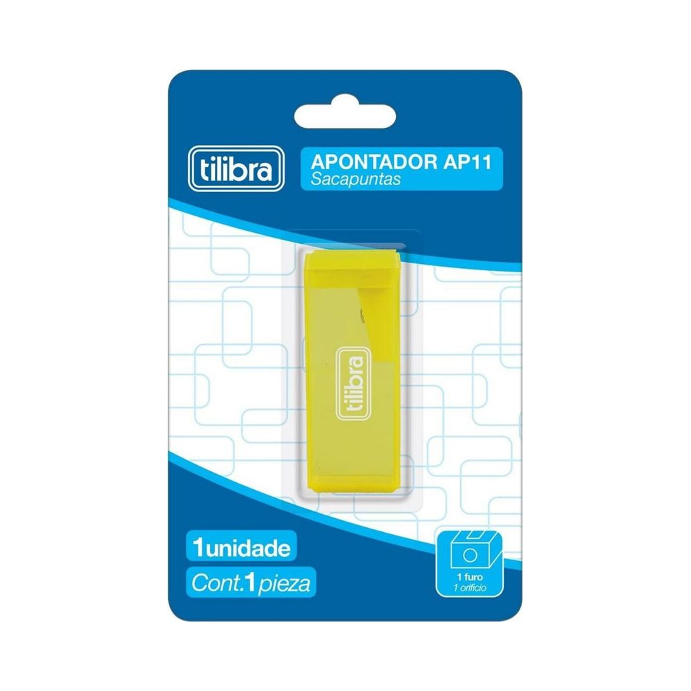 Apontador Pl&aacute;stico Cestinha Tilibra Lunix Cores Sortidas Unit&aacute;rio