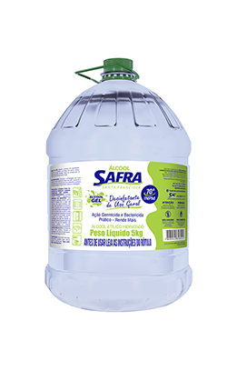 &Aacute;lcool Gel 5kg Safra 70&deg; INPM Antiss&eacute;ptico