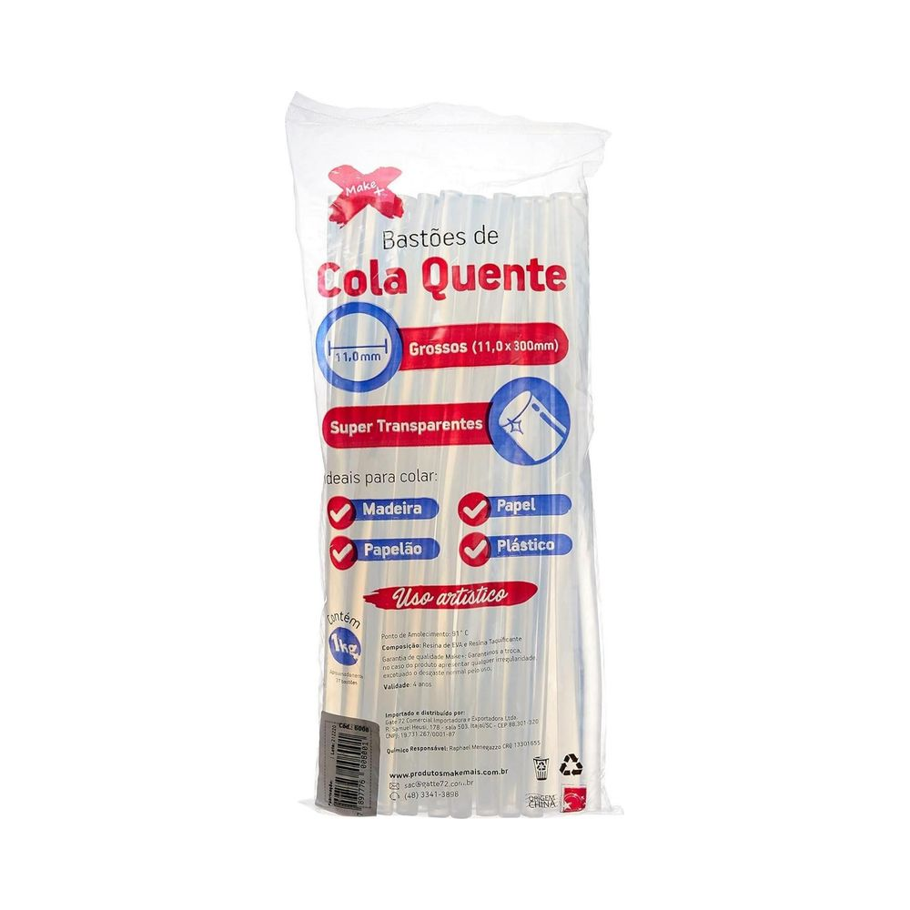Refil Cola Quente Grossa Transparente Profissional 1kg Make+