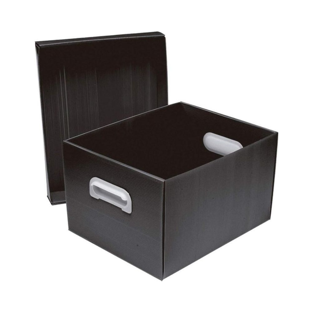 Caixa Organizadora Pl&aacute;stica The Best Box M Polibras com Tampa e Pegadores Anti-p&oacute; Preta