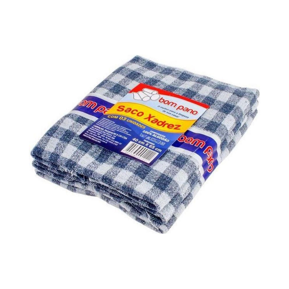 Pano de Ch&atilde;o 40x60cm Bompano 100% Algod&atilde;o Xadrez