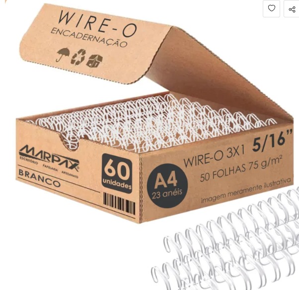 Wire-o Encaderna&ccedil;&atilde;o A4 Branco 5/16 Marpax 60un