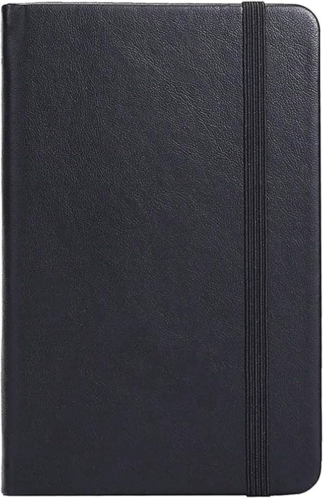 Caderneta de Anota&ccedil;&atilde;o 96 Folhas 9x14cm Kaz Capa Dura Couro Sint&eacute;tico Preta com El&aacute;stico