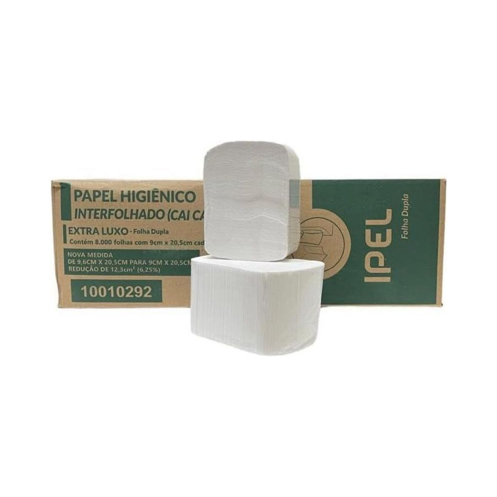 Papel Higi&ecirc;nico Interfolhado 8000 folhas Ipel Folha Dupla Azul