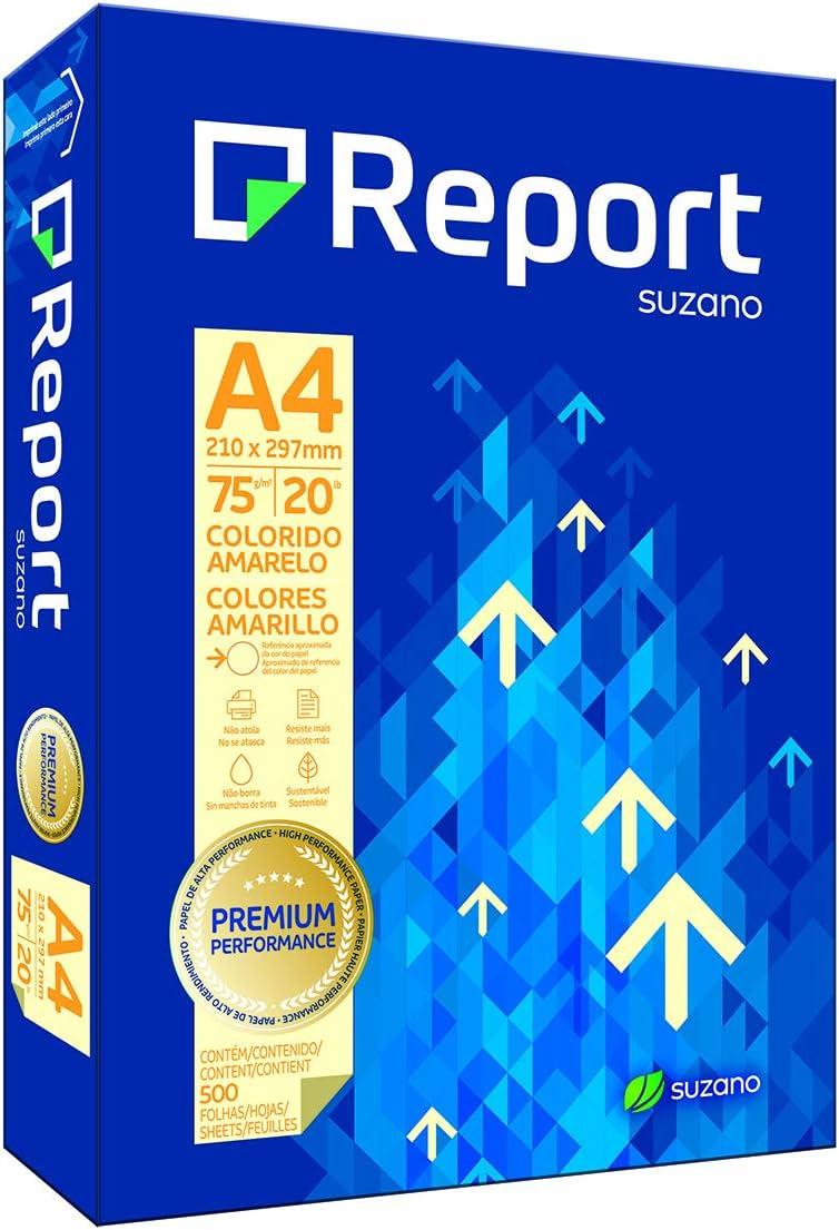 Papel Sulfite Colorido A4 Report Amarelo 500 Folhas 210mm x 297mm 75g/m&sup2;