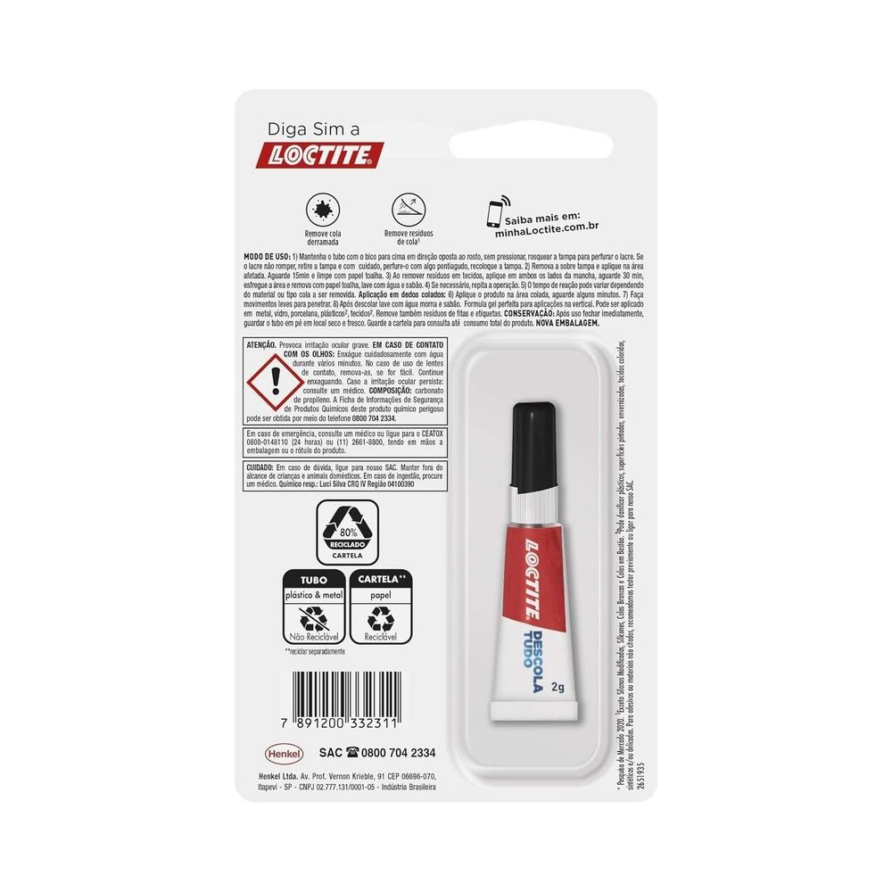 Removedor de Cola Loctite Descola Tudo 2g Transparente