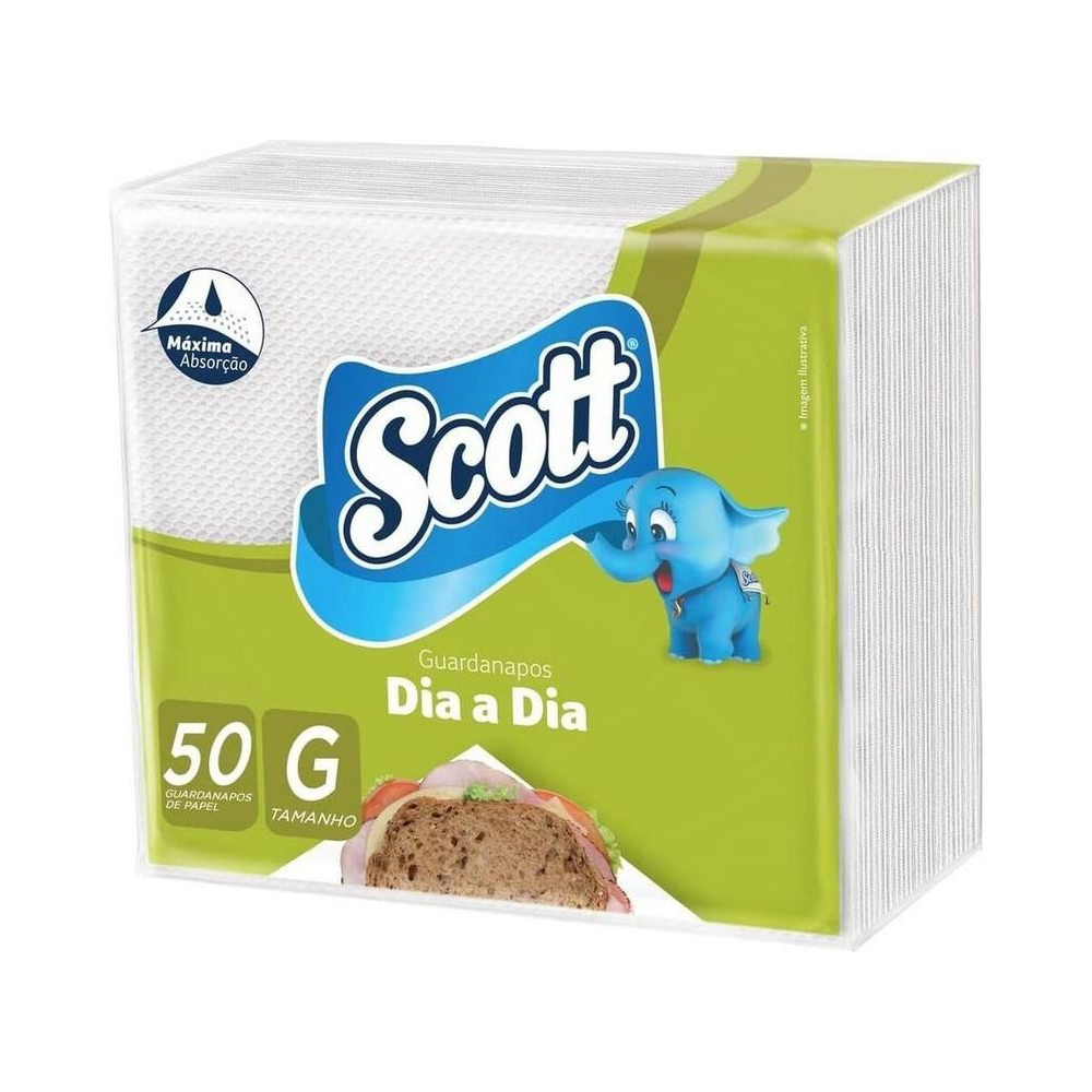 Guardanapo de Papel Folha Simples 30cm x 26.2cm Dia a Dia Scott 50 folhas