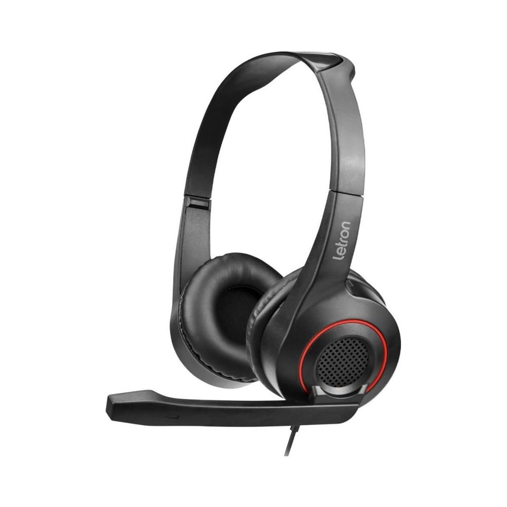 Headset USB 1.8m Letron SW-9019 Home Office Preto e Vermelho Unit&aacute;rio