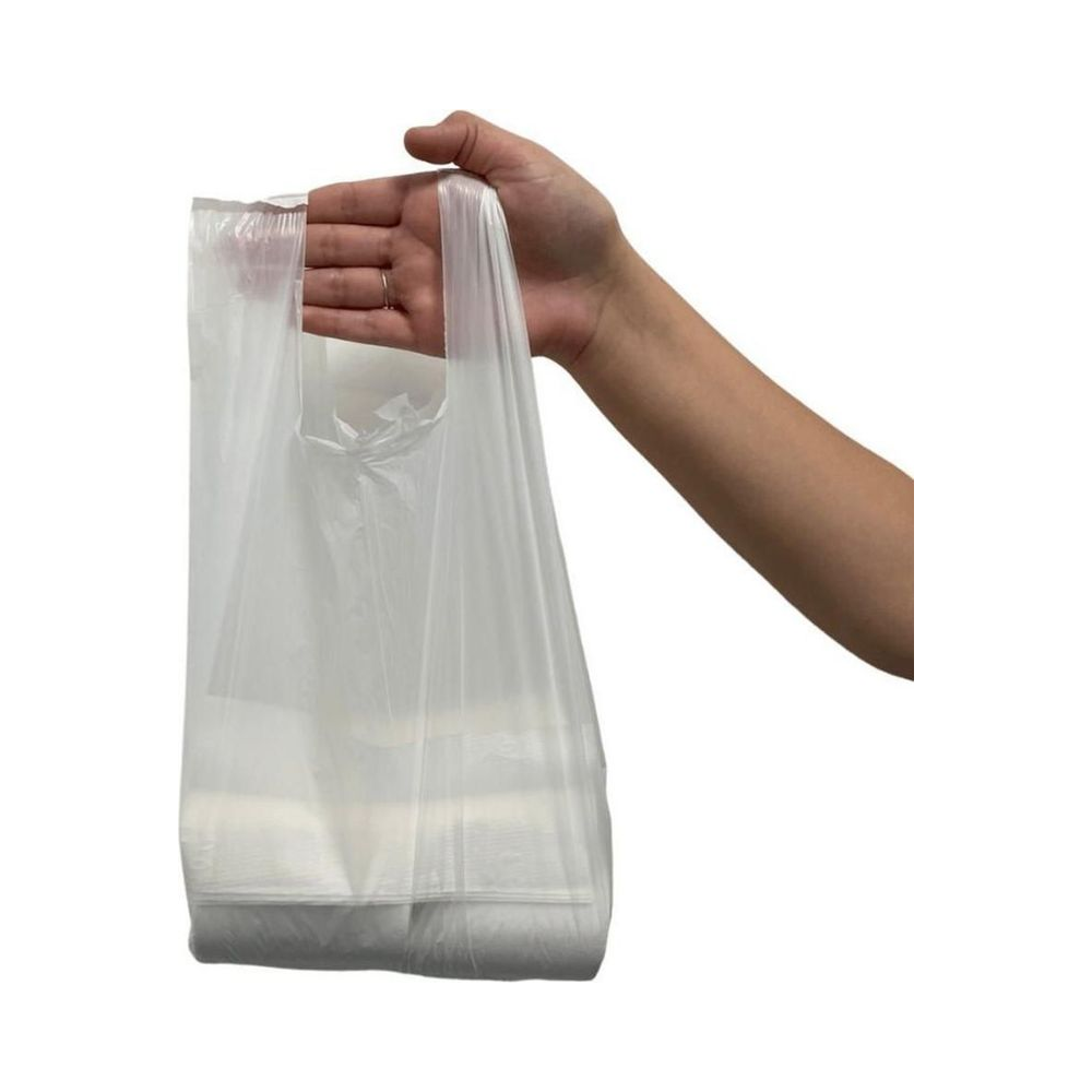 Sacola Pl&aacute;stica Reciclada 38x48cm Mix Brasil Branca 1000 Unidades