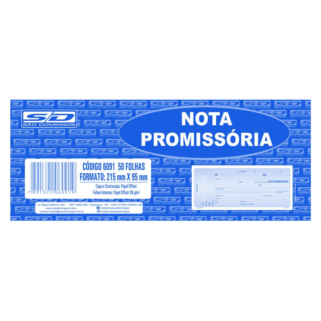 Tal&atilde;o Nota Promiss&oacute;ria S&atilde;o Domingos 215mm x 95mm 50 folhas Unit&aacute;rio