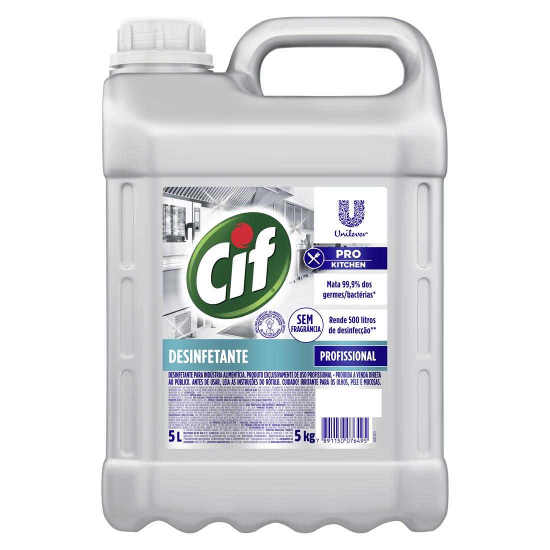 Desinfetante para Alimentos sem Fragr&acirc;ncia CIF Profissional 5 litros
