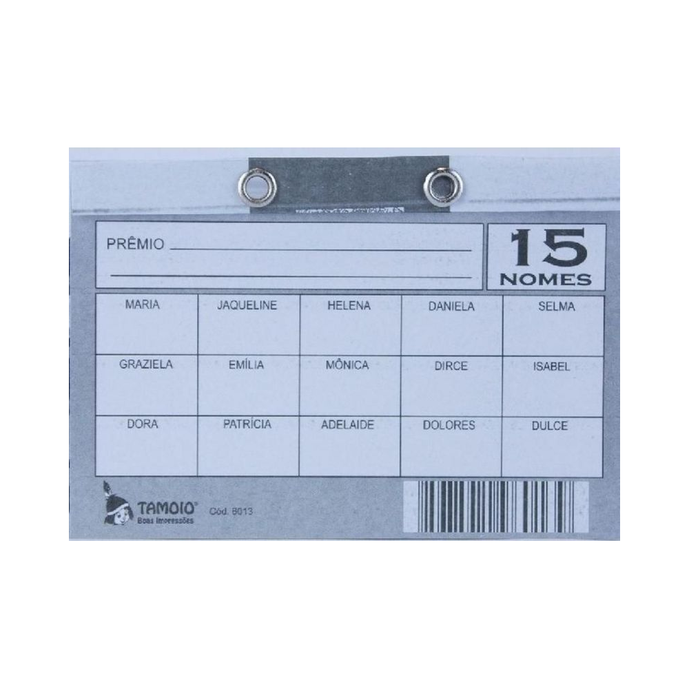 Cartela de Rifa 15 Nomes 7x10,5cm Tamoio Papel Colorido Pacote com 50