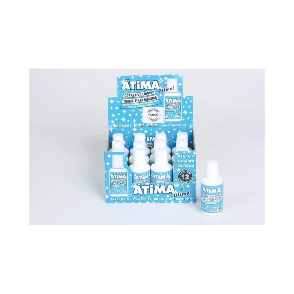 Corretivo L&iacute;quido Atima 18ml Radex Branco Caixa com 12 Unidades