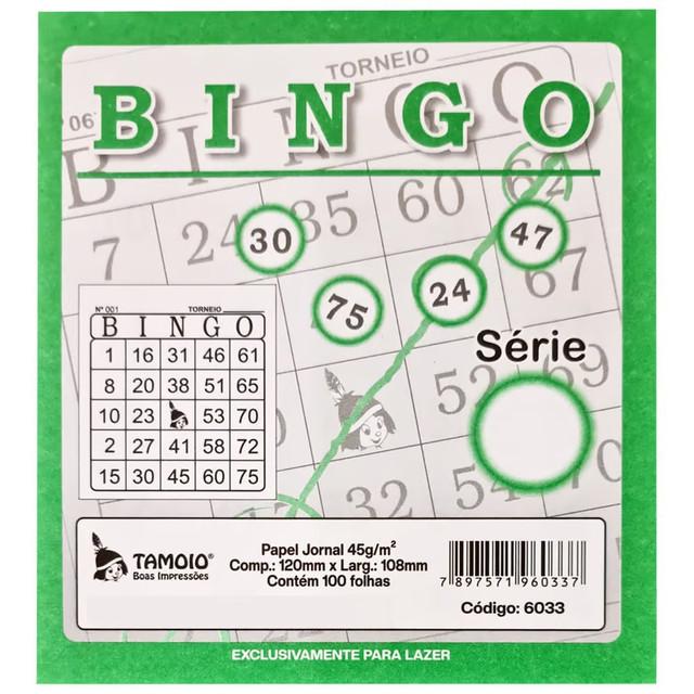 Tal&atilde;o de Bingo  1 Furo 120x108mm Tamoio Papel Verde